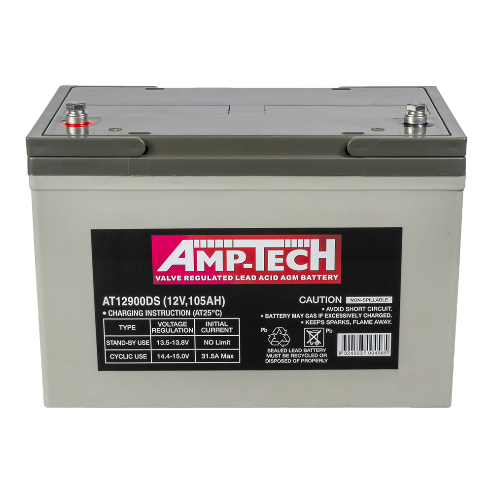 AMPTECH 105AH DEEP CYCLE AGM BATTERYForbes Batteries Toowoomba
