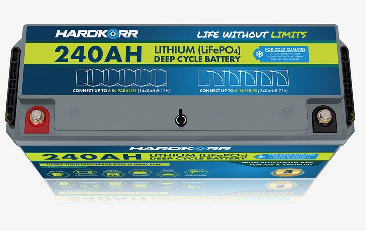 Hardkorr 240Ah Cold Climate Lithium (LiFePO4) Deep Cycle Battery w ...